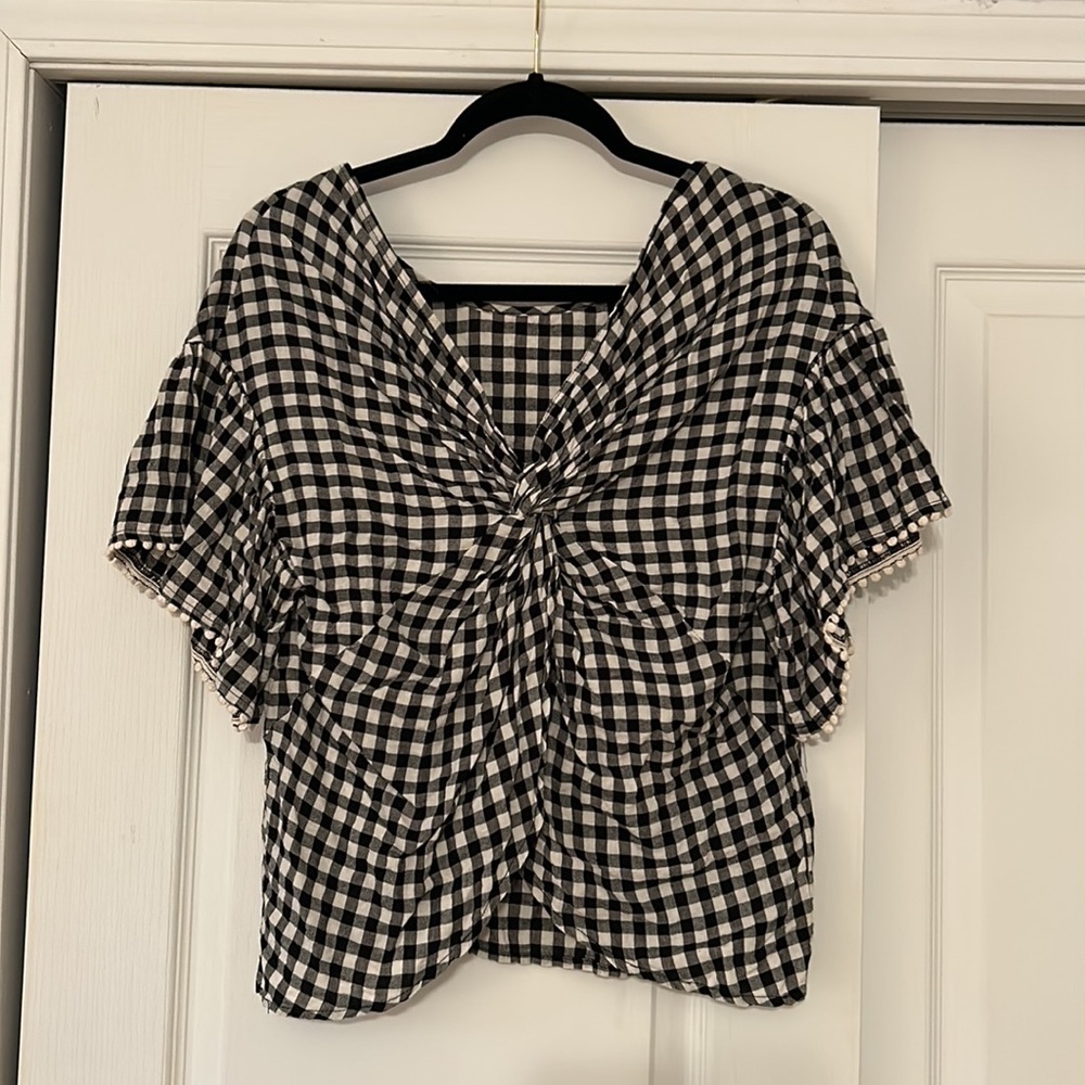 Twist Back Gingham Top